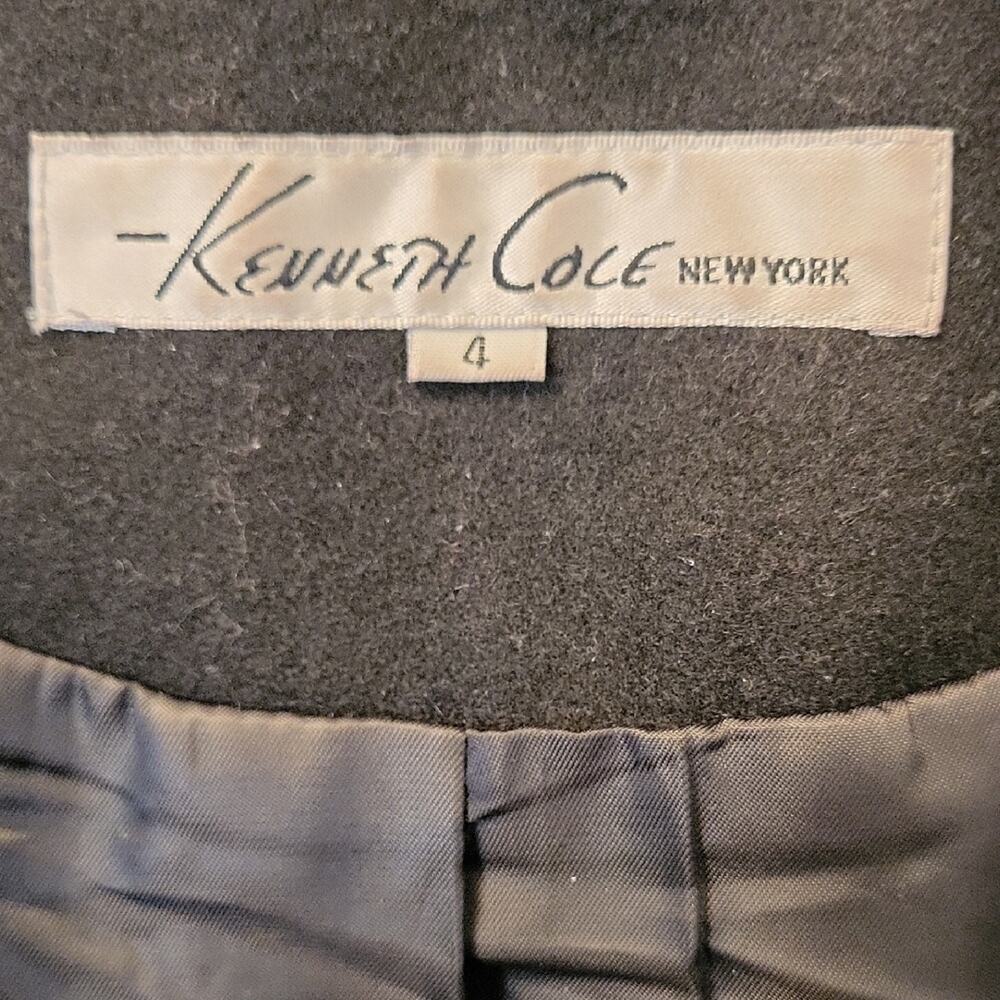 Kenneth Cole New York Women’s Size 4 Black Pea Coat Hooded Wool Button Front - Picture 9 of 14